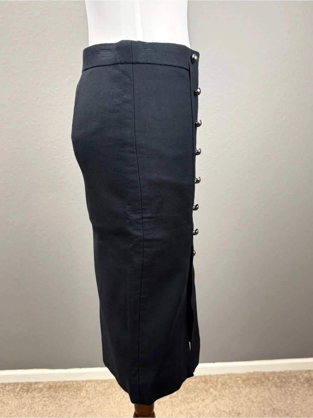 Banana Republic Heritage Collection NWT Black Midi Button Pencil Skirt Sz 2P